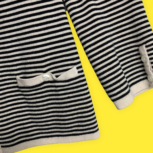 classic black and white/cream striped cardigan - Picture 2 of 5